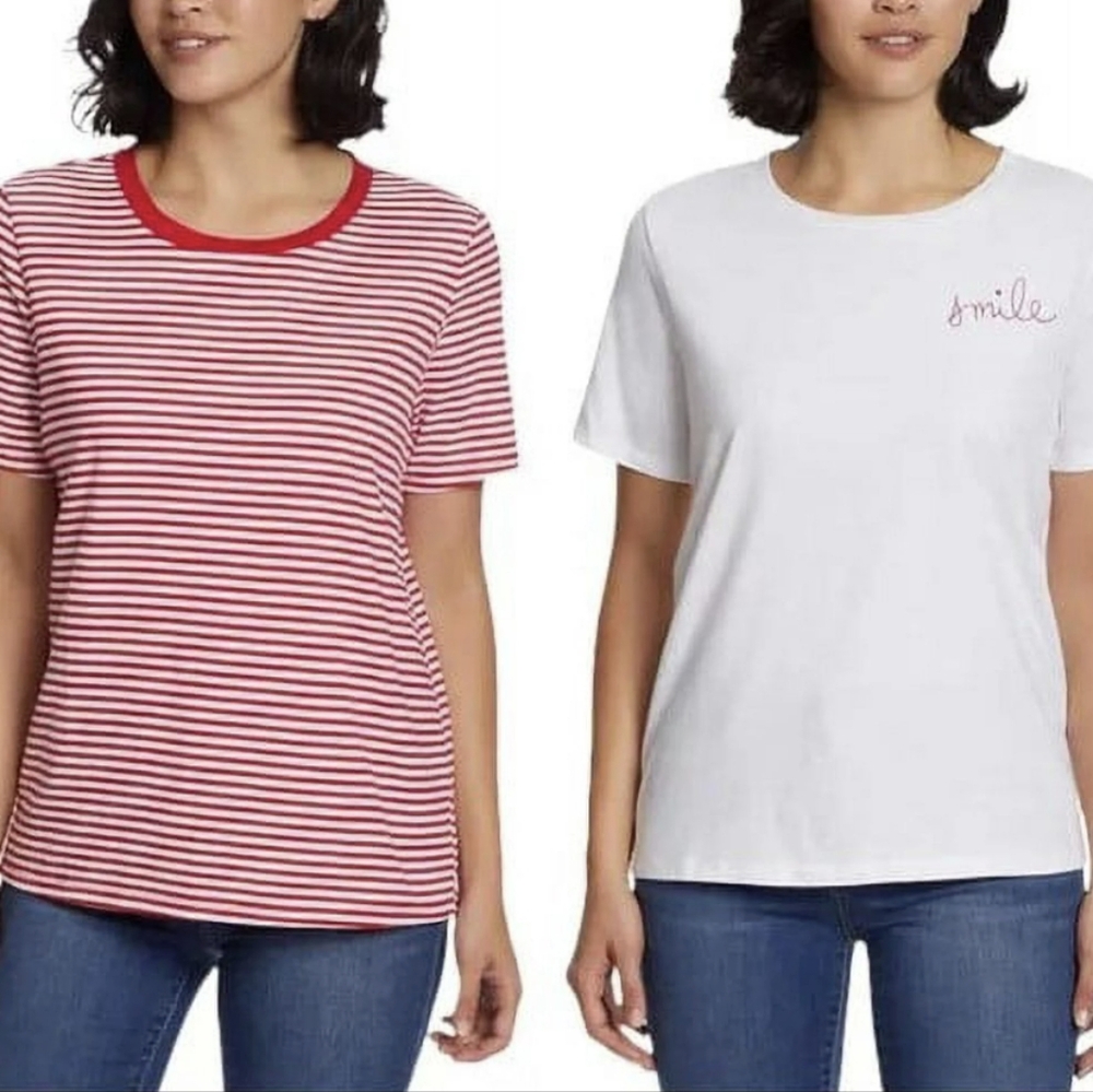 Ella Moss 2 Pack Red and White Tees | Size Small | NWT